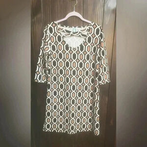 Vfish L Aline Jersey Knit Dress-Geometric Pattern. Size: Large